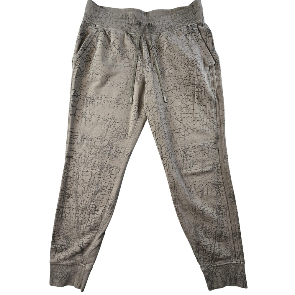 Lululemon Jogger Pants Womens‎ 12 Beige Geometric Elastic Waist Pockets Tapered